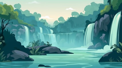 Scenic Waterfall Landscape Wallpaper