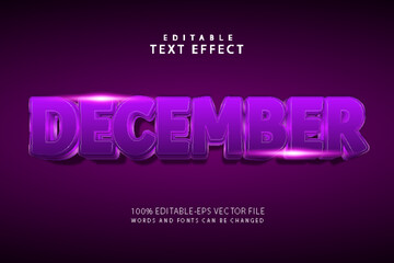 December editable text effect 3 dimension emboss modern style