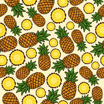 Pineapple fruit seamless pattern background illustration
