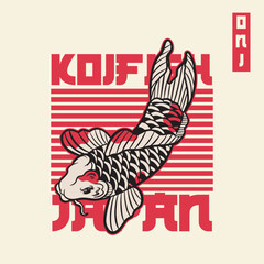 vector illustration of japanese fish painting, it can be use for shirt design or poster	
