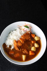 japanese food dori fish katsu with curry and rice