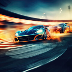 Obraz premium Sport Car Racing on race track drifting - Generative AI