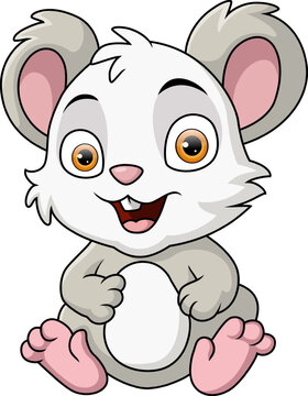 Cute mouse cartoon on white background