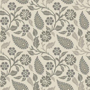 Seamless vector traditional Asian paisley pattern design