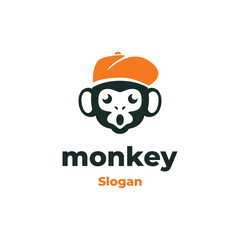 cool monkey head modern fun logo 