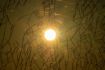 Sun through cracked glass afternoon