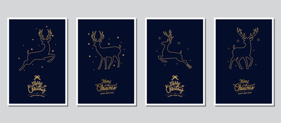 Merry Christmas modern card set elements greeting text