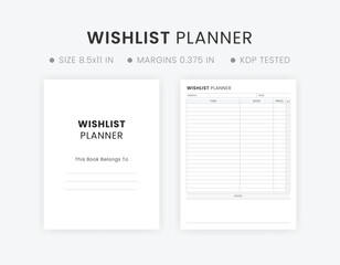 Printable Wish List Template. Wishlist Page Design Template Printable Download. 