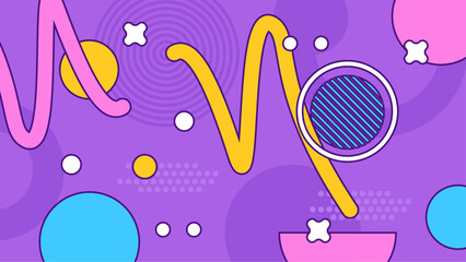 Vector abstract flat colorful geometric memphis hipster shapes background