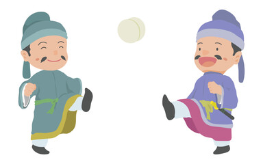 蹴鞠を楽しむ古代日本の貴族