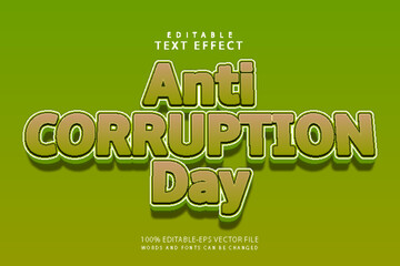 Anti corruption day editable text effect 3 dimension emboss cartoon style