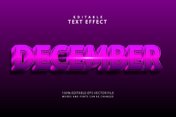 December editable text effect 3 dimension emboss modern style