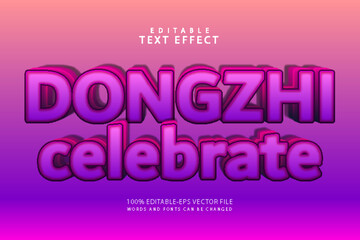 Dongzhi celebrate editable text effect 3 dimension emboss modern style