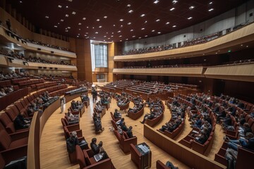 Interior of spacious conference hall of conference hall