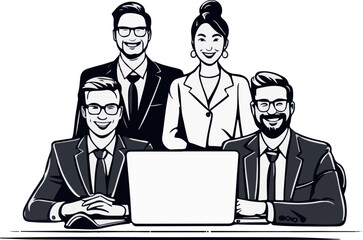 Super  lovely cartoon vector office people laptop art
