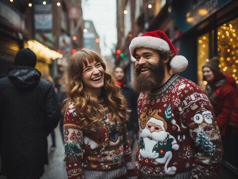 Couple holiday outlet sweaters