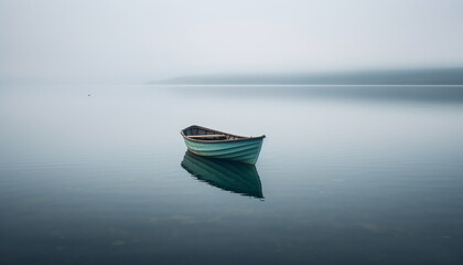 Sailing ship abandoned on tranquil seascape, surrounded by solitude generated by AI
