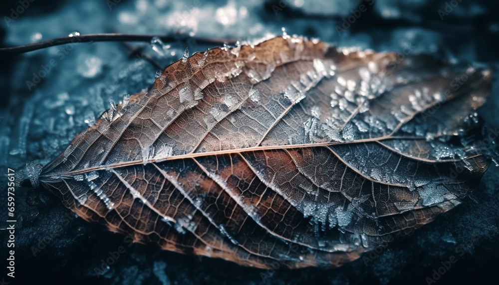 Poster organic macro forest pattern, autumn tree growth in wet environment generated by ai