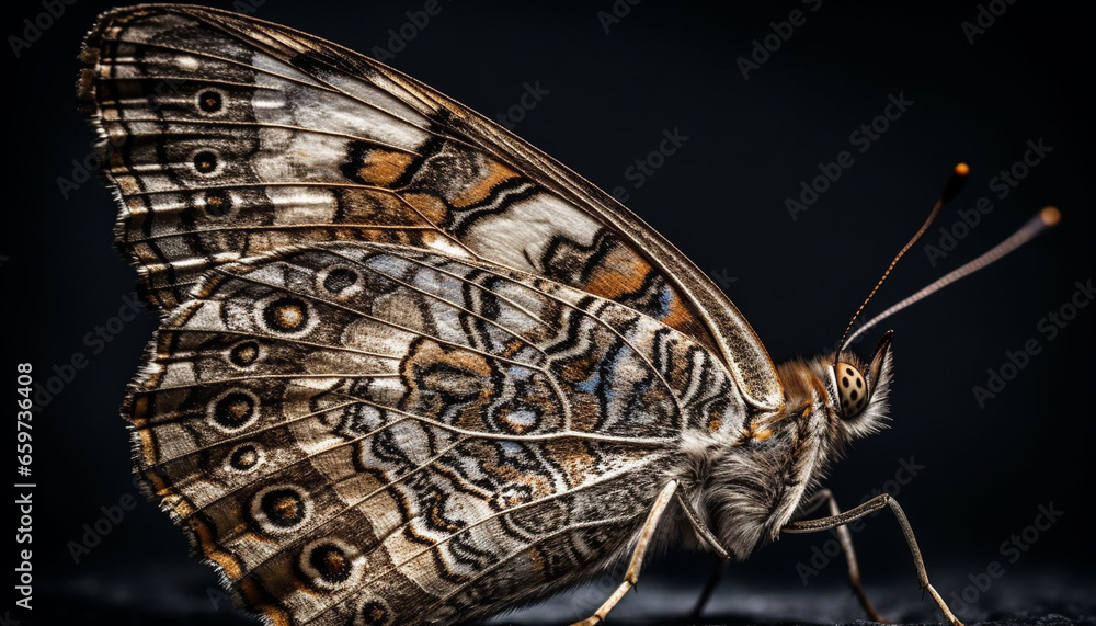 Poster the fragile beauty of a multi colored butterfly wing in macro generated by ai