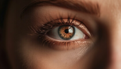 The beauty of a caucasian woman eye in close up portrait generated by AI