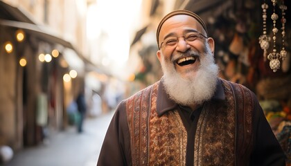 Joyful middle eastern man in his 60s