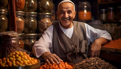 Tischdecke 60-year-old spice vendor in the streets of Morocco © Alejandro Morón