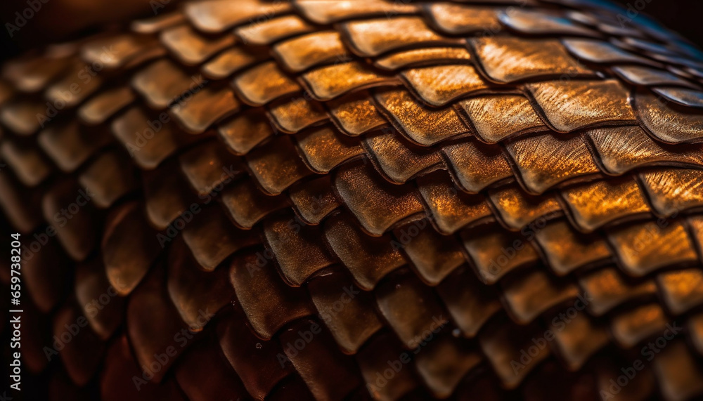 Poster poisonous viper scales create abstract pattern on tropical forest floor generated by ai