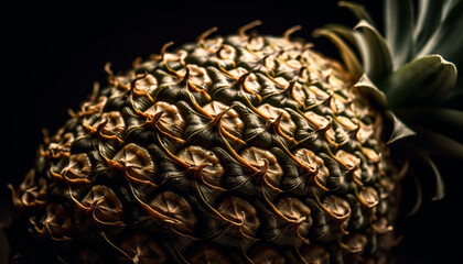 Sharp thorns protect the ripe pineapple beauty in nature generated by AI