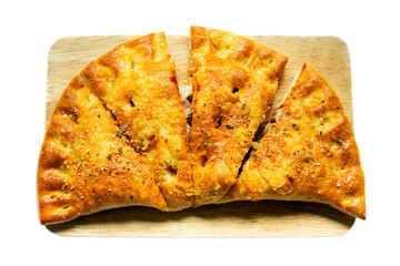 Delicious pizza puff isolated on transparent background.