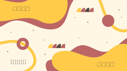 Beige red and yellow vector abstract illustration background with geometric shapes inspired by memphis style