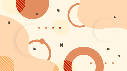 Beige white and orange vector abstract illustration background with geometric shapes inspired by memphis style