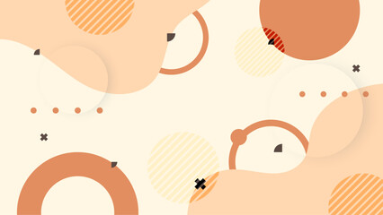 Beige white and orange modern abstract geometric background with with simple shapes circle, line, triangle, dot, use for template poster event, social media banner and digital poster