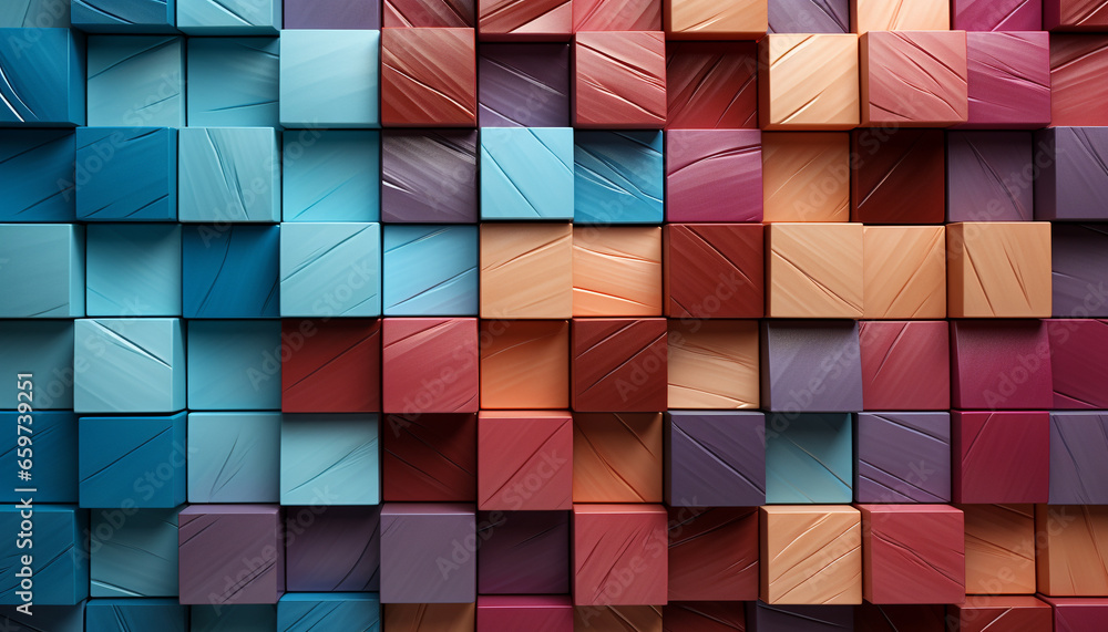 Poster geometric shapes create a modern mosaic of vibrant, futuristic architecture generated by ai