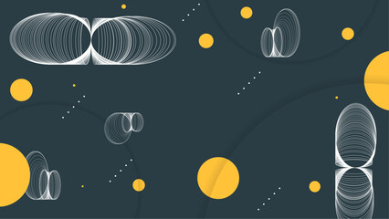 Black white and yellow minimalist abstract background with memphis style in geometric