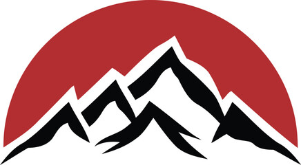 Mountain Sunset Logo Vector Art, Icons