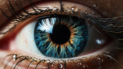 A Beautiful Detailed Crisp blue Glossy Eye Retina - obrazy, fototapety, plakaty