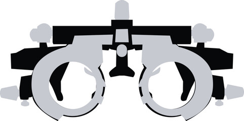 Eye optometry trial lens icon. Correct vision test sign. Eye trial lens symbol. Analogical eye trial frame logo. flat style.