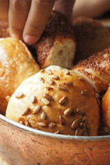 close up of slice of whole grain bread 