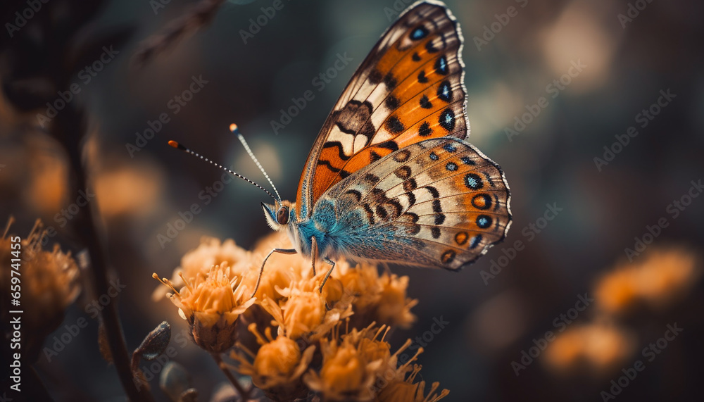 Poster the fragile beauty of a multi colored butterfly in springtime generated by ai