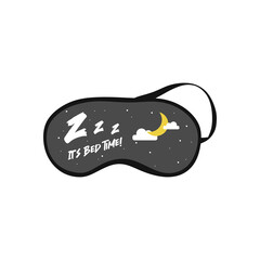 Sleeping eye mask with typographic slogan for mask printing, graphic design.  