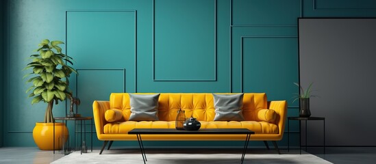 Mirror and sofa enhance the chic living room ambiance