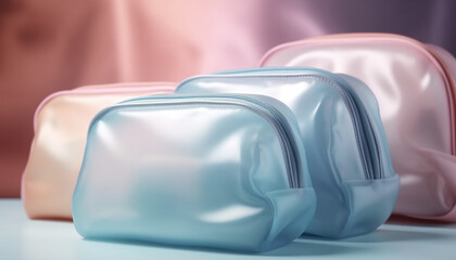 Blue textile bag with modern design for comfortable travel packing generated by AI