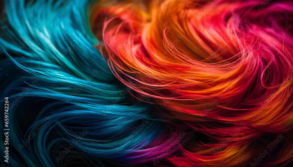 Aufkleber vibrant colors of nature create abstract patterns on fluffy textiles generated by ai