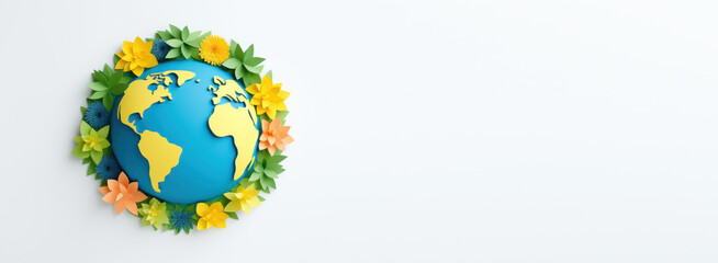 Eco Friendly Earth Banner with Copyspace, Papercraft Style, Save the World Background, Earth day, Environment Day.