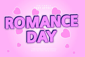 Romance day editable text effect 3 dimension emboss cartoon style