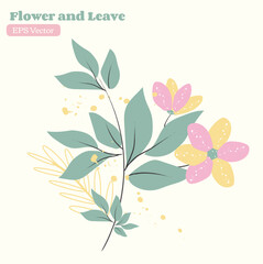 Flower and Leave Assortment Vector Illustration