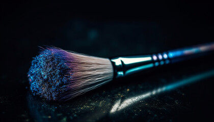 Fototapeta premium Professional make up artist applies multi colored eyeshadow for glamorous look generated by AI