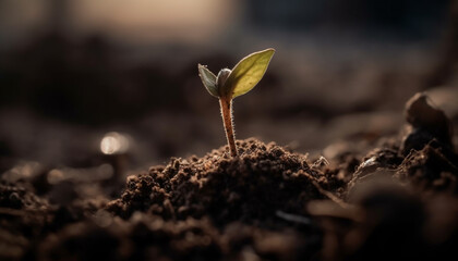 New life begins with successful planting of fresh green sapling generated by AI