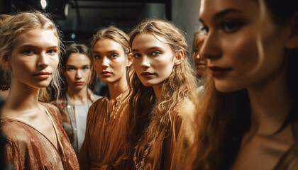 Fototapeta premium A group of young adults enjoying a fashionable party indoors generated by AI