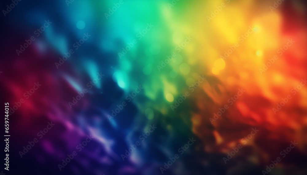 Poster vibrant, multi colored backdrop with abstract shapes exploding in celebration generated by ai
